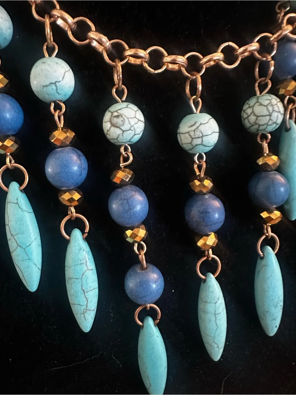 Boho Tribal Turquoise Dangle Necklace